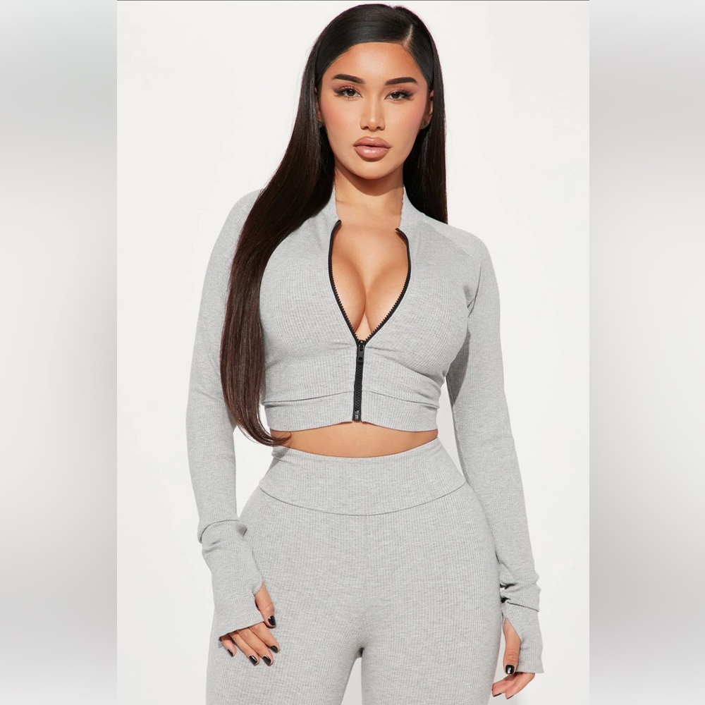 Kendall Snatched Zip up jacket in Heather gray